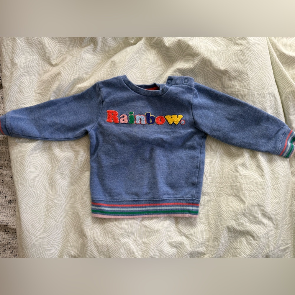 Mini boat in 18 to 24 month rainbow sweatshirt